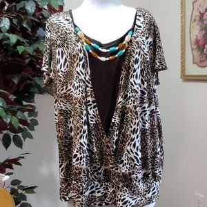 AGB Woman Animal Print Blouse – 3X